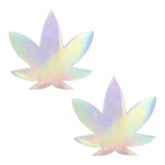 Lingerie - Pasties and Tassels Neva Nude Pasty Weed Leaf Holographic