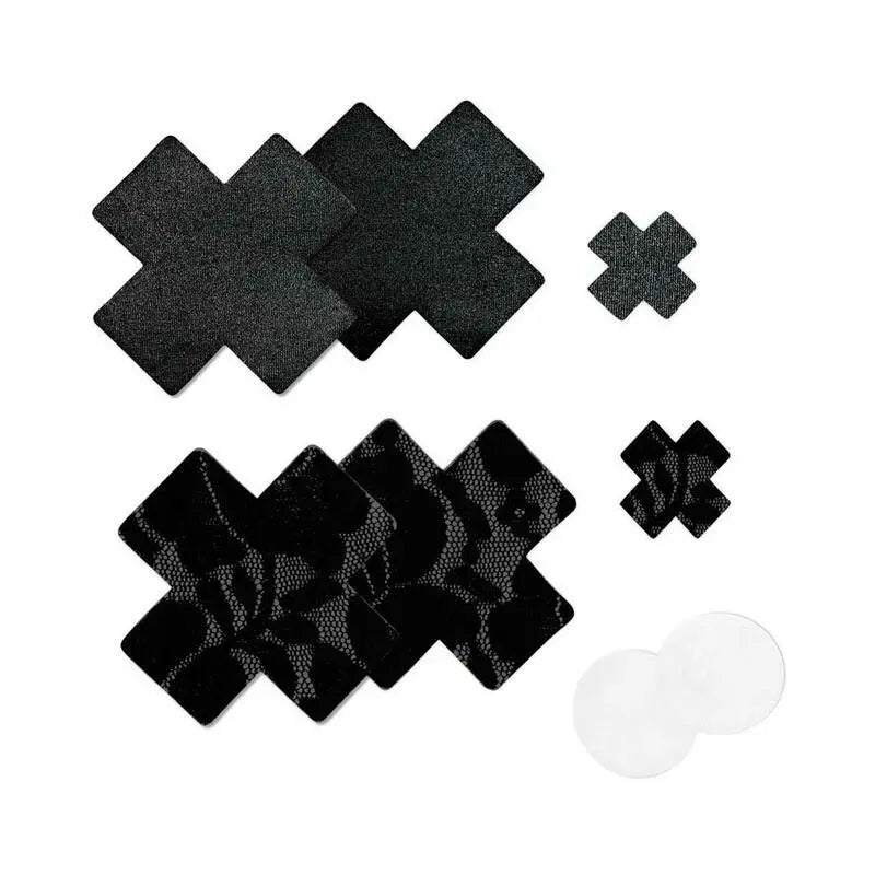 Lingerie - Pasties and Tassels Nippies Basic Black Crosses Pasties Size C