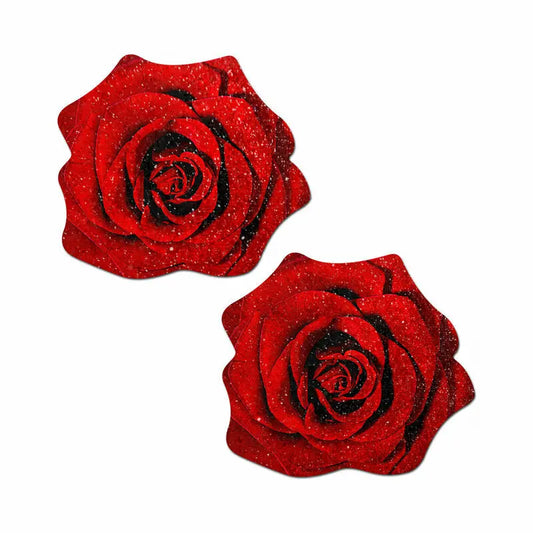 Lingerie - Pasties and Tassels Pastease Glitter Blooming Rose Pasties Red