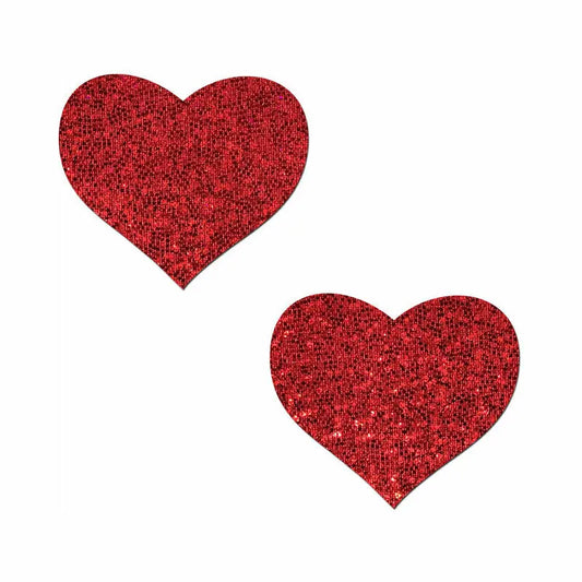 Lingerie - Pasties and Tassels Pastease Glitter Heart Pasties Red