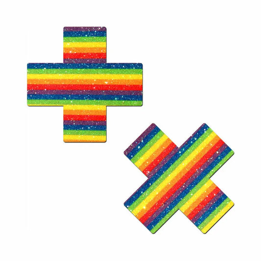 Lingerie - Pasties and Tassels Pastease Glitter Pride Crosses Rainbow