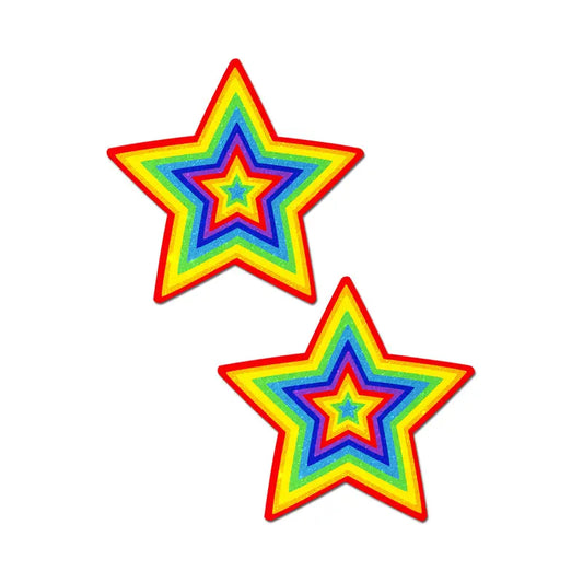 Lingerie - Pasties and Tassels Pastease Glitter Pumping Star Pasties Rainbow
