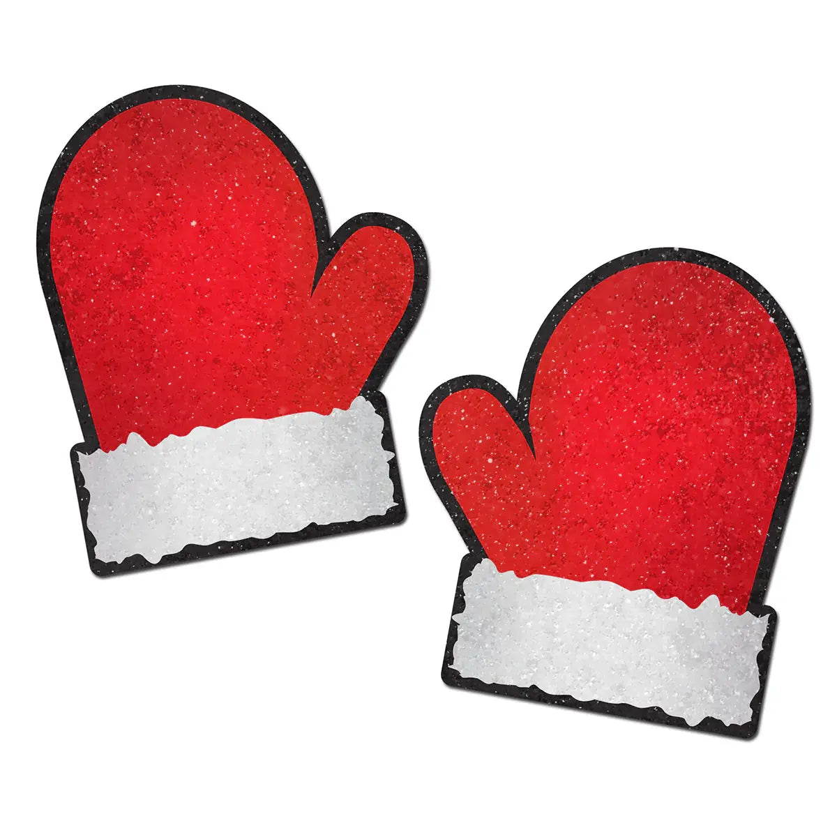 Lingerie - Pasties and Tassels Pastease Glitter Santa Mittens Pasties Red/White