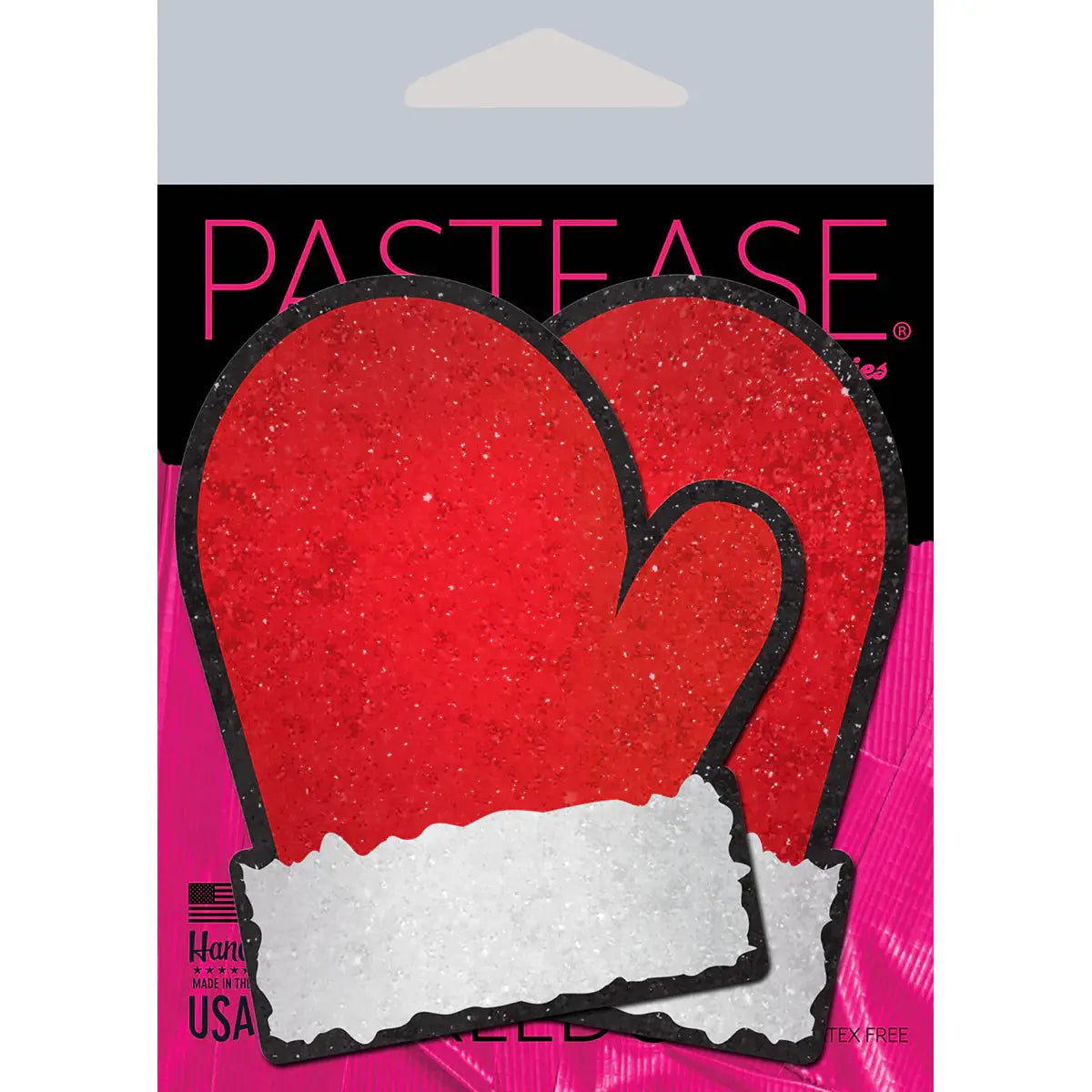 Lingerie - Pasties and Tassels Pastease Glitter Santa Mittens Pasties Red/White