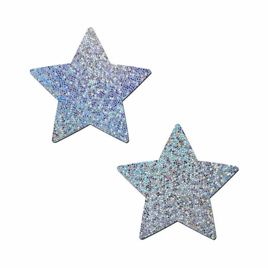 Lingerie - Pasties and Tassels Pastease Glitter Star Pasties Silver