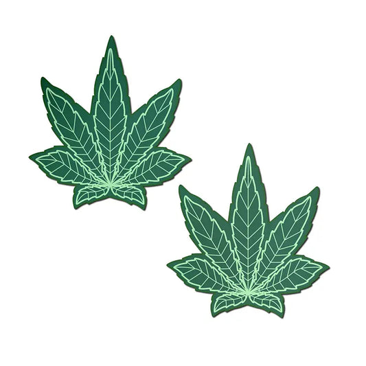 Lingerie - Pasties and Tassels Pastease Indica Pot Leaf: Green Weed Nipple Pasties