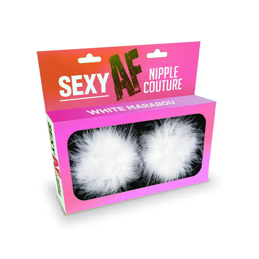Lingerie - Pasties and Tassels Sexy AF Nipple Couture White Marabou Pasties