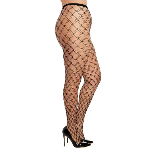 Lingerie - Stockings & Leggings Dreamgirl Double-Knitted Fence-Net Pantyhose Black OSQ