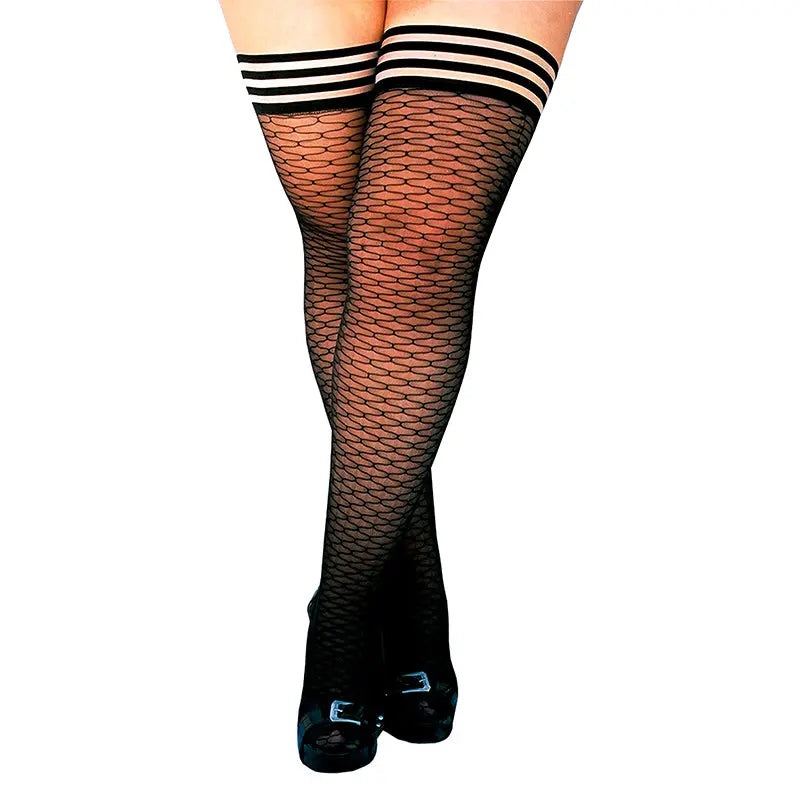 Lingerie - Stockings & Leggings Kixies Dana Lynn Ribbed Thigh-High Black Size D