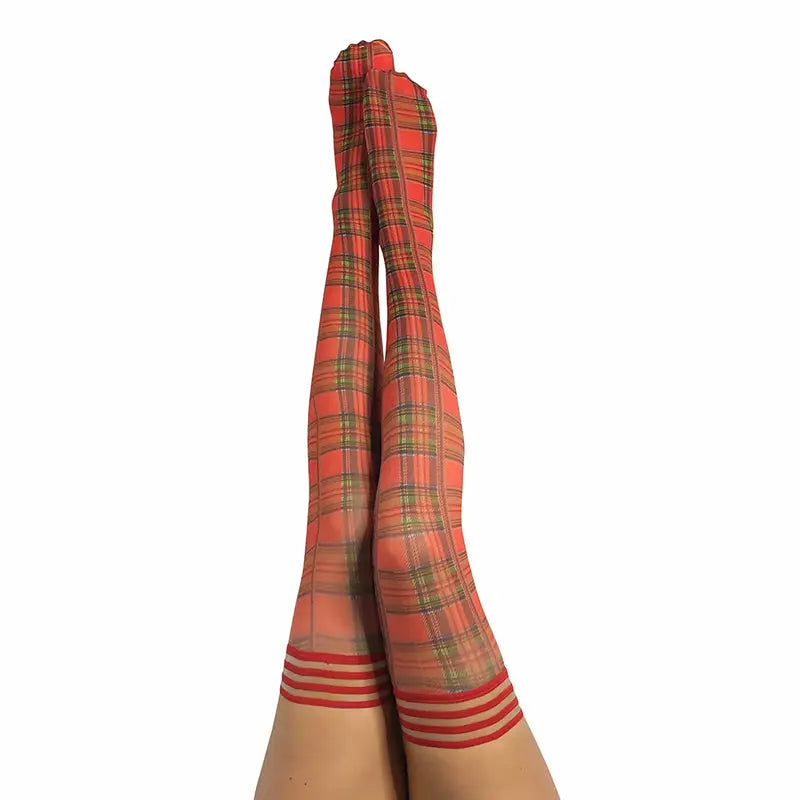 Lingerie - Stockings & Leggings Kixies Grace Plaid Thigh-High Red Size A
