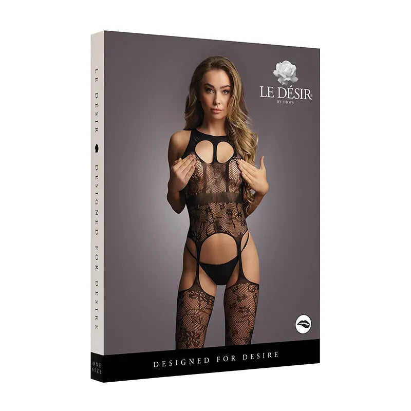 Lingerie - Stockings & Leggings Le Desir Lace Suspender Bodystocking With Round Neck Black O/S