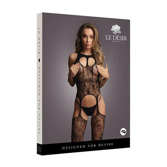 Lingerie - Stockings & Leggings Le Desir Lace Suspender Bodystocking With Round Neck Black O/S