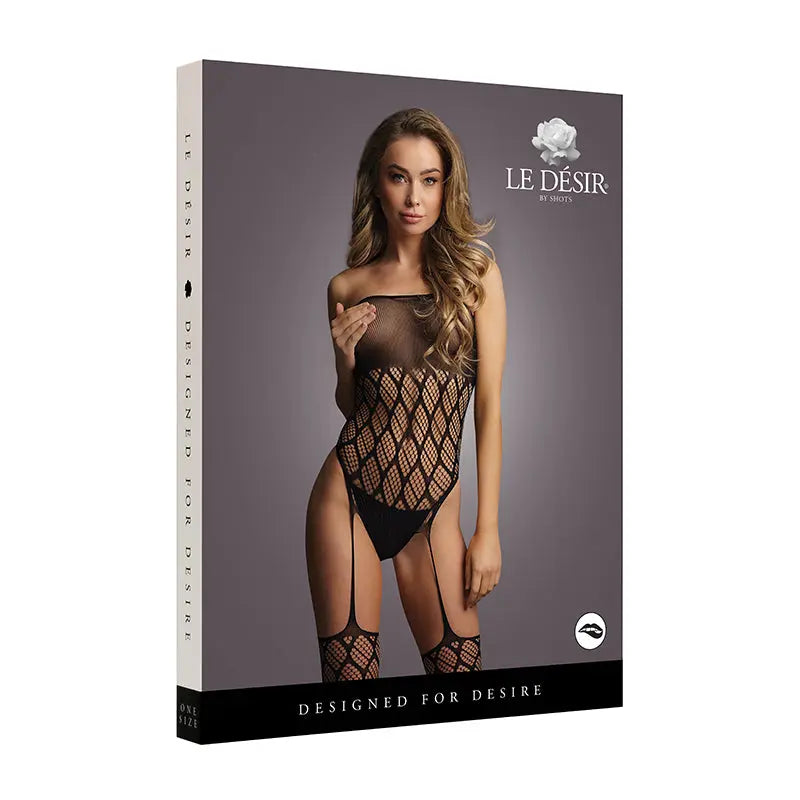Lingerie - Stockings & Leggings Le Desir Strapless, Crotchless Teddy With Stockings Black O/S