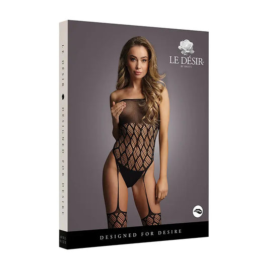 Lingerie - Stockings & Leggings Le Desir Strapless, Crotchless Teddy With Stockings Black O/S