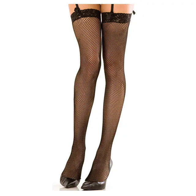 Lingerie - Stockings & Leggings Rene Rofe Lace Top Fishnet Thigh Highs Black O/S