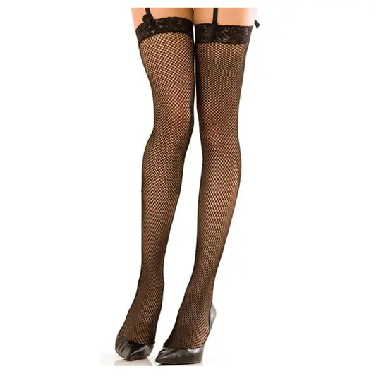 Lingerie - Stockings & Leggings Rene Rofe Lace Top Fishnet Thigh Highs Black O/S